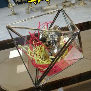 گلدان رومیزی برنزی چند ضلعی مدل کوچک