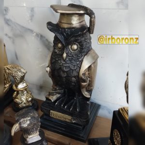 دکوری مجسمه برنزی جغد پایه دار